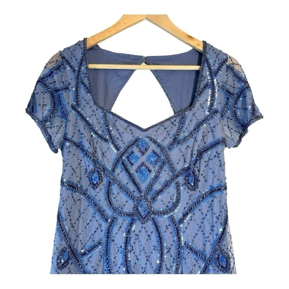 Adrianna Papell Beaded Back Cutout Sheath Dress in French Blue NWT - Picture 4 of 10